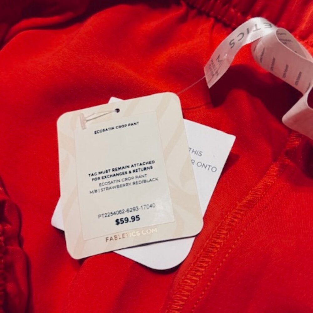 Fabletics EcoSatin Crop Pant Red Medium NWT - Picture 3 of 5